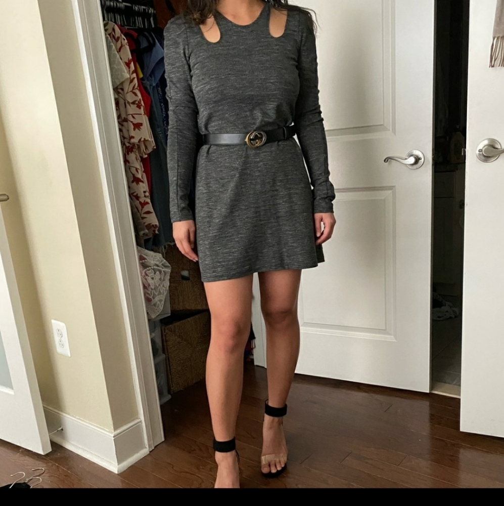 Grey Ponte Cutout Dress